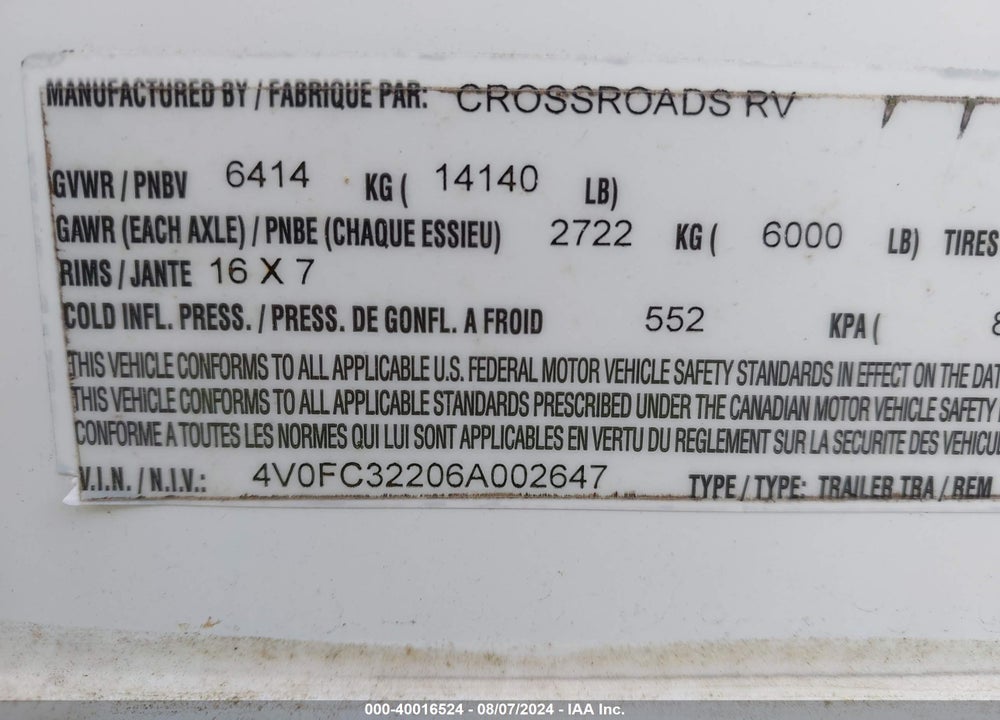 2006 CROSSROADS PARADISE POINTE VIN: 4V0FC32206A002647