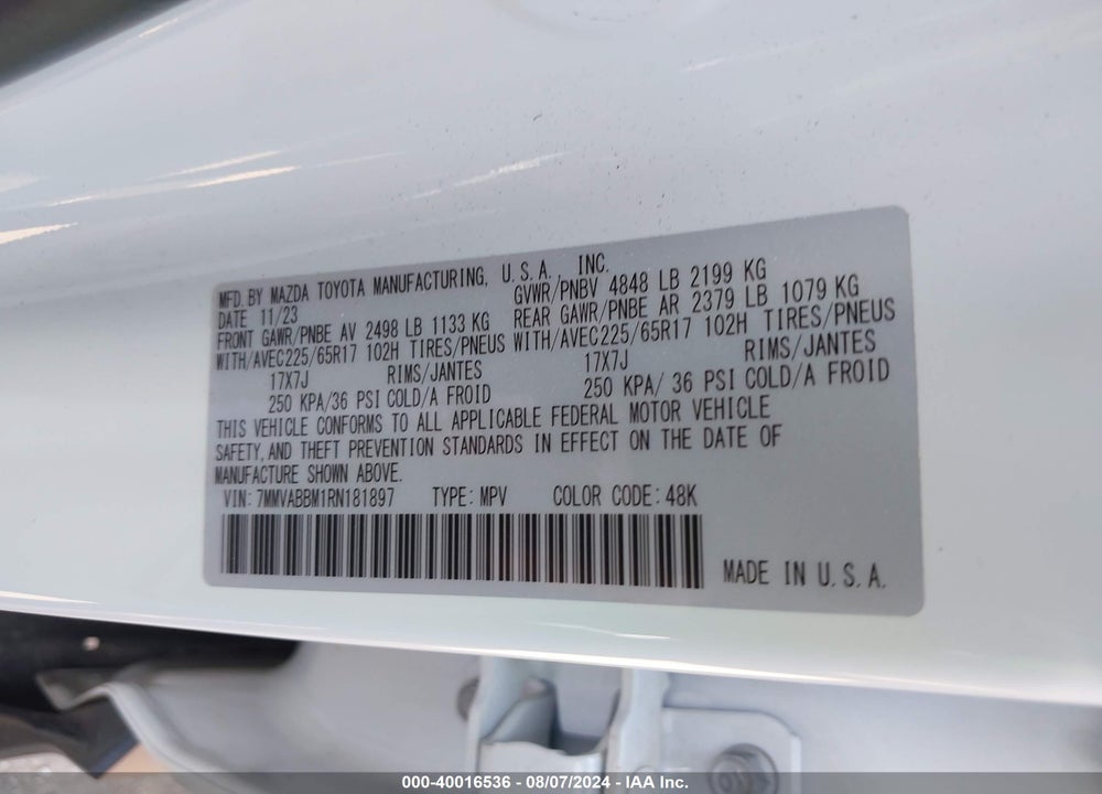 2024 MAZDA CX-50 2.5 S PREFERRED VIN: 7MMVABBM1RN181897