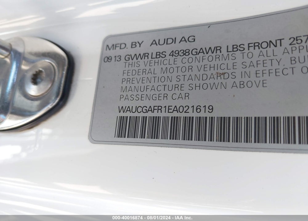 2014 AUDI S5 3.0T PREMIUM PLUS VIN: WAUCGAFR1EA021619