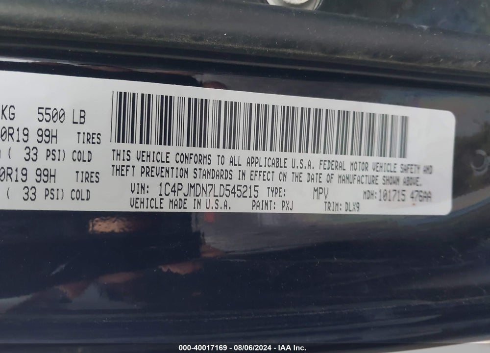 2020 JEEP CHEROKEE HIGH ALTITUDE 4X4 VIN: 1C4PJMDN7LD545215
