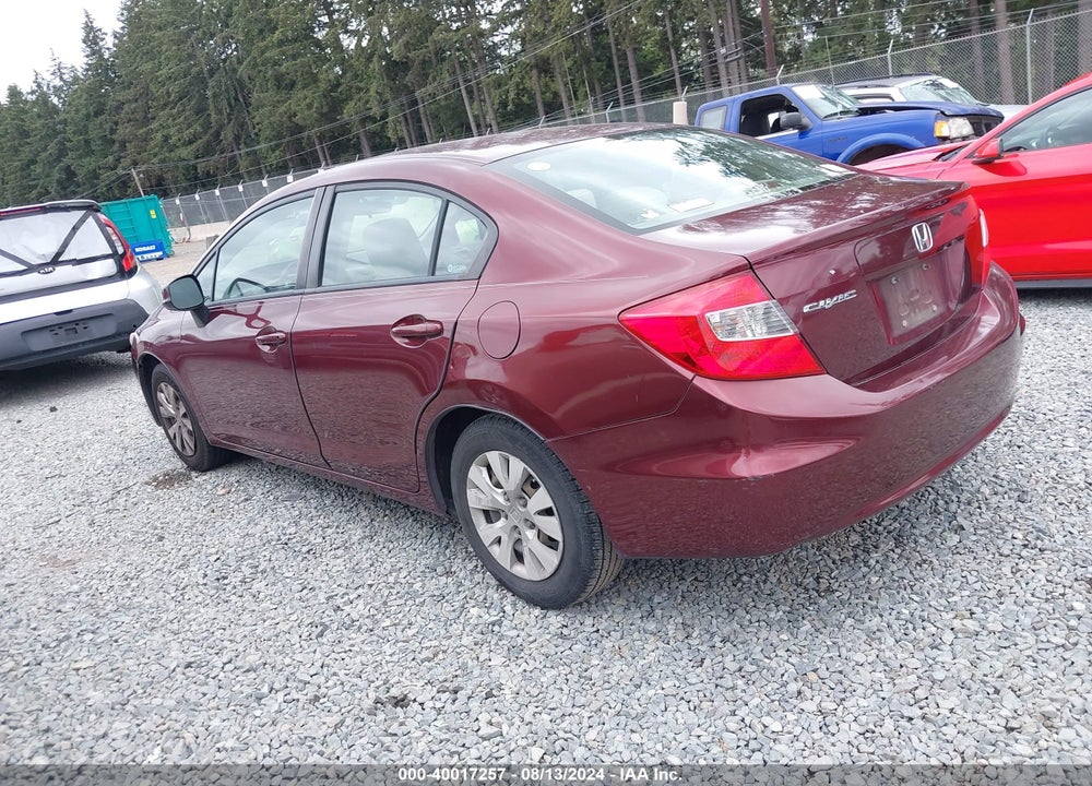2012 HONDA CIVIC LX VIN: 2HGFB2F58CH543567