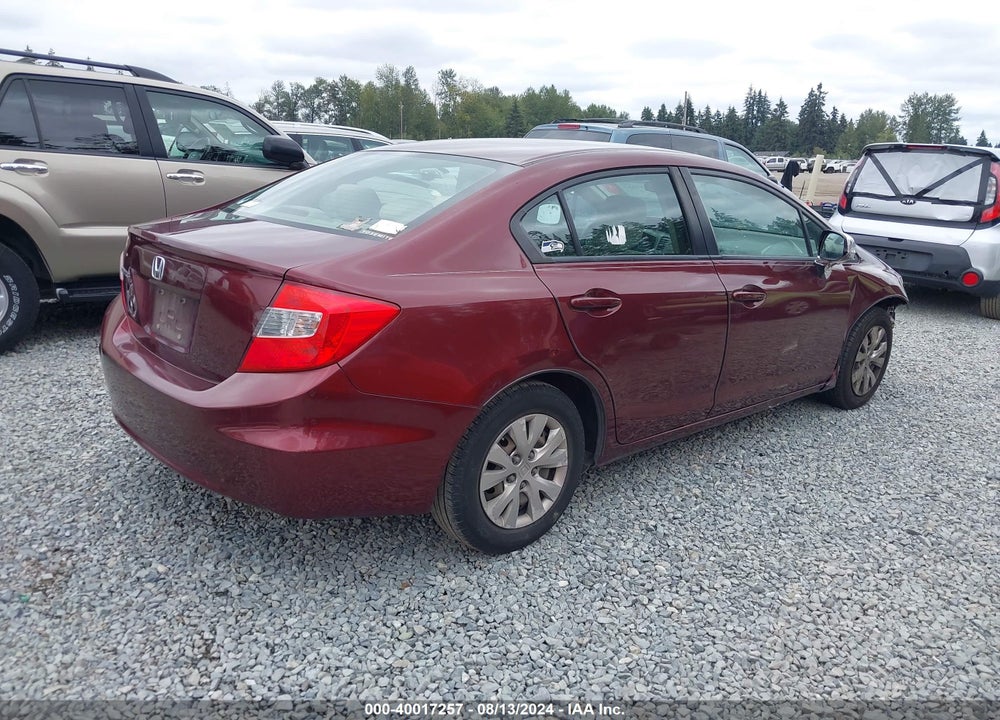 2012 HONDA CIVIC LX VIN: 2HGFB2F58CH543567