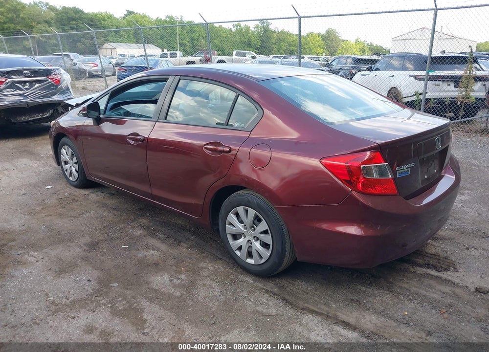 2012 HONDA CIVIC LX VIN: 19XFB2F57CE352359