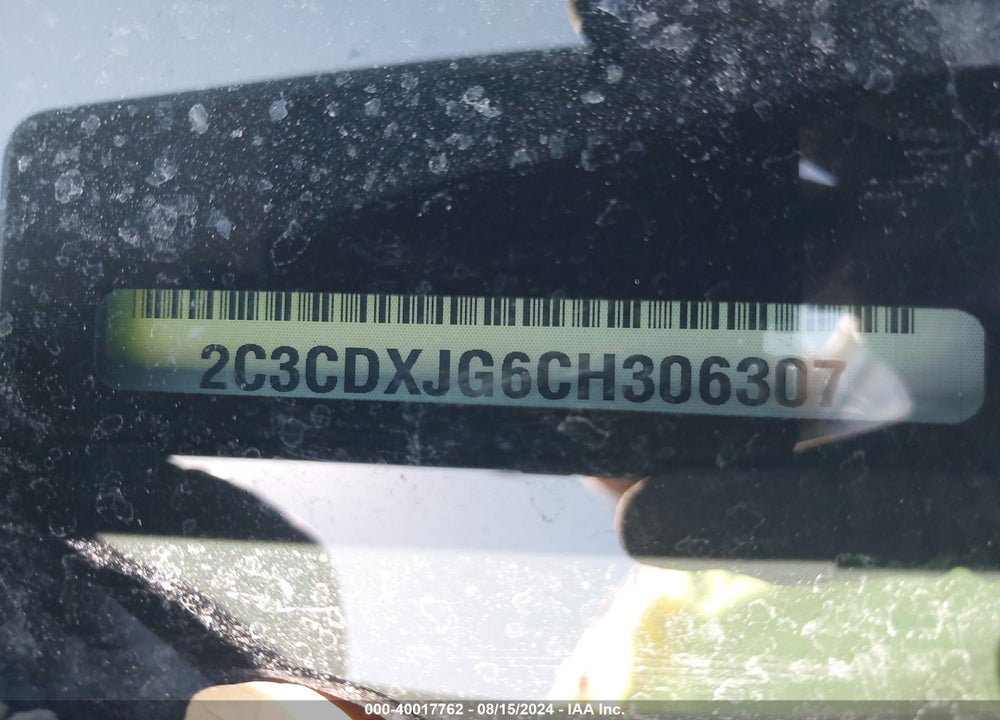2012 DODGE CHARGER VIN: 2C3CDXJG6CH306307
