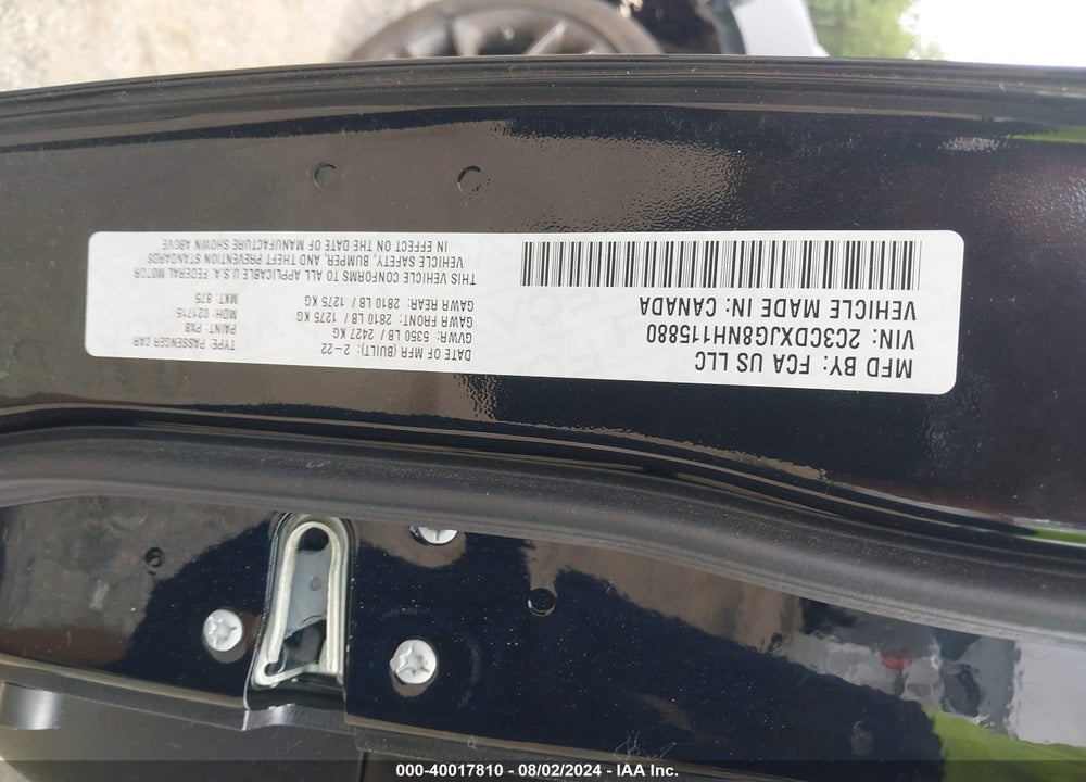 2022 DODGE CHARGER SXT AWD VIN: 2C3CDXJG8NH115880