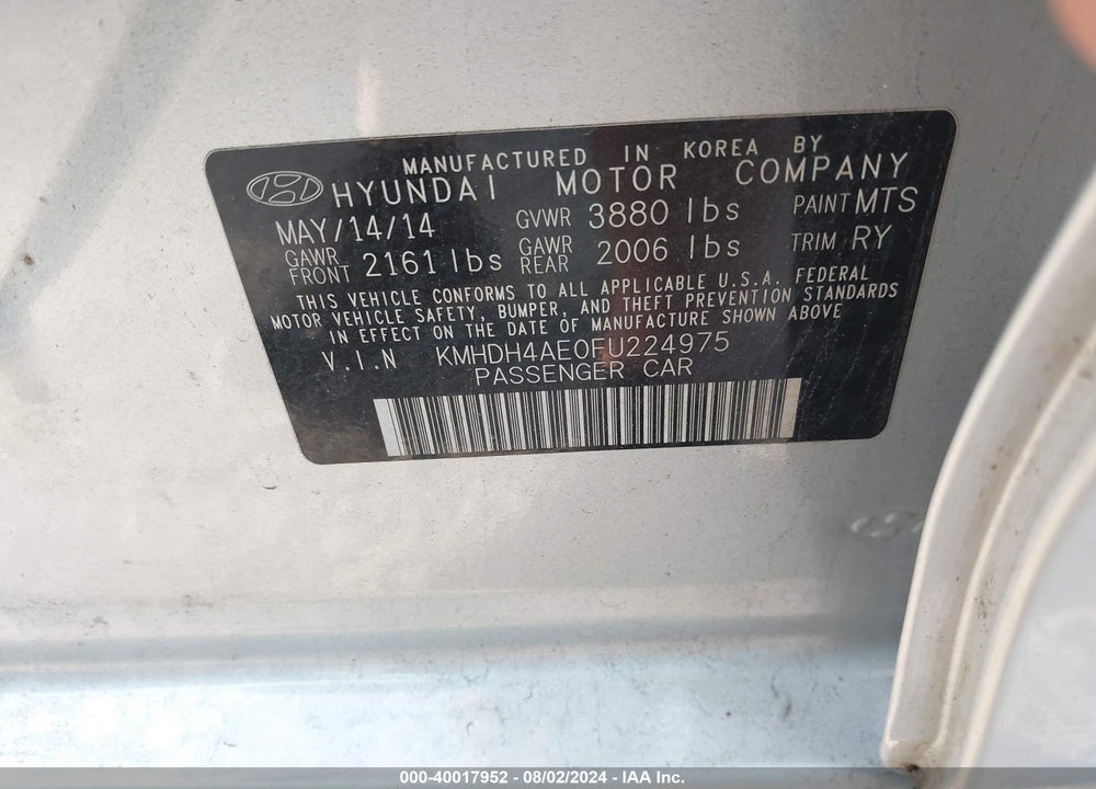 2015 HYUNDAI ELANTRA LIMITED VIN: KMHDH4AE0FU224975