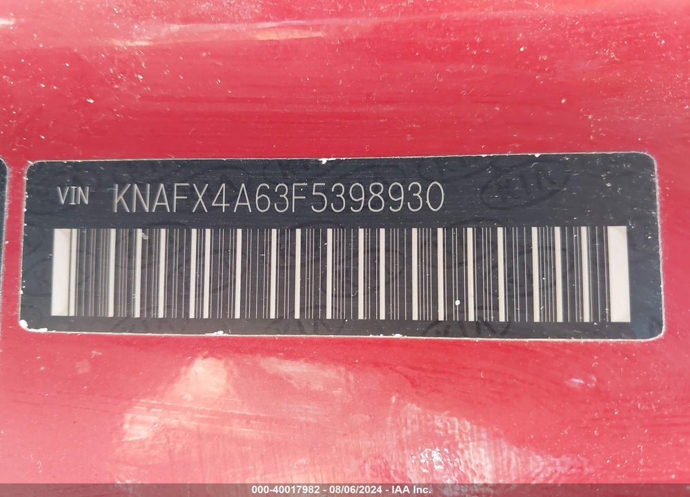 2015 KIA FORTE VIN: KNAFX4A63F5398930
