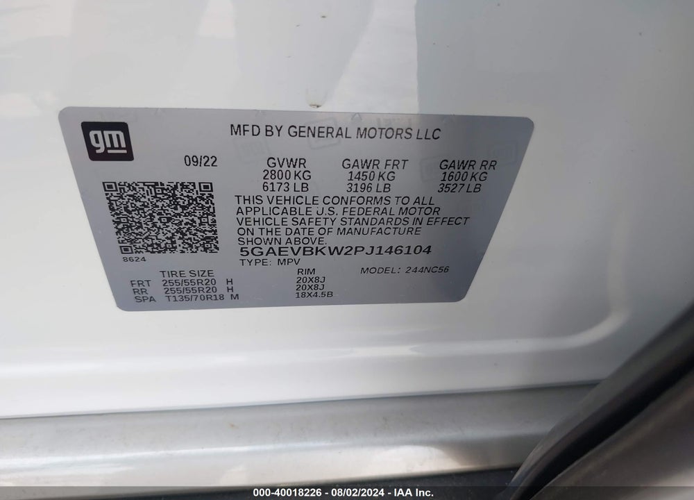 2023 BUICK ENCLAVE PREMIUM AWD VIN: 5GAEVBKW2PJ146104