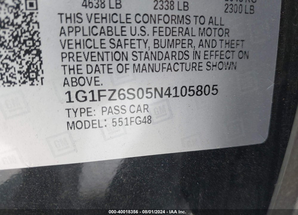2022 CHEVROLET BOLT EUV FWD PREMIER VIN: 1G1FZ6S05N4105805