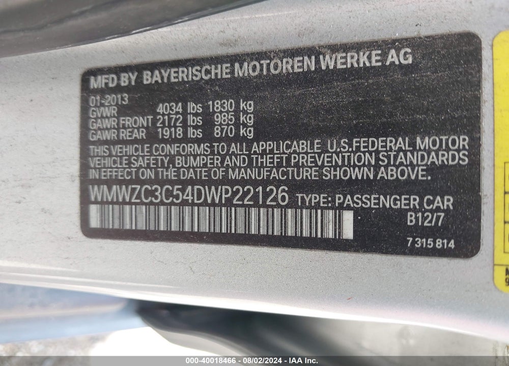 2013 MINI COUNTRYMAN COOPER S VIN: WMWZC3C54DWP22126