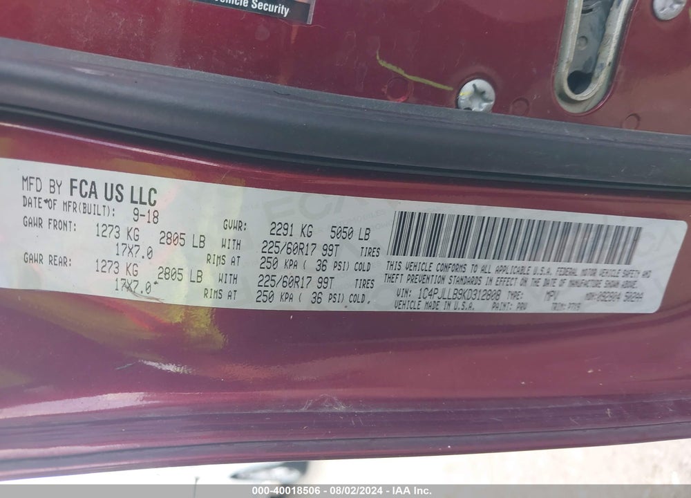 2019 CHEROKEE JEEP  LATITUDE PLUS FWD VIN: 1C4PJLLB9KD312808