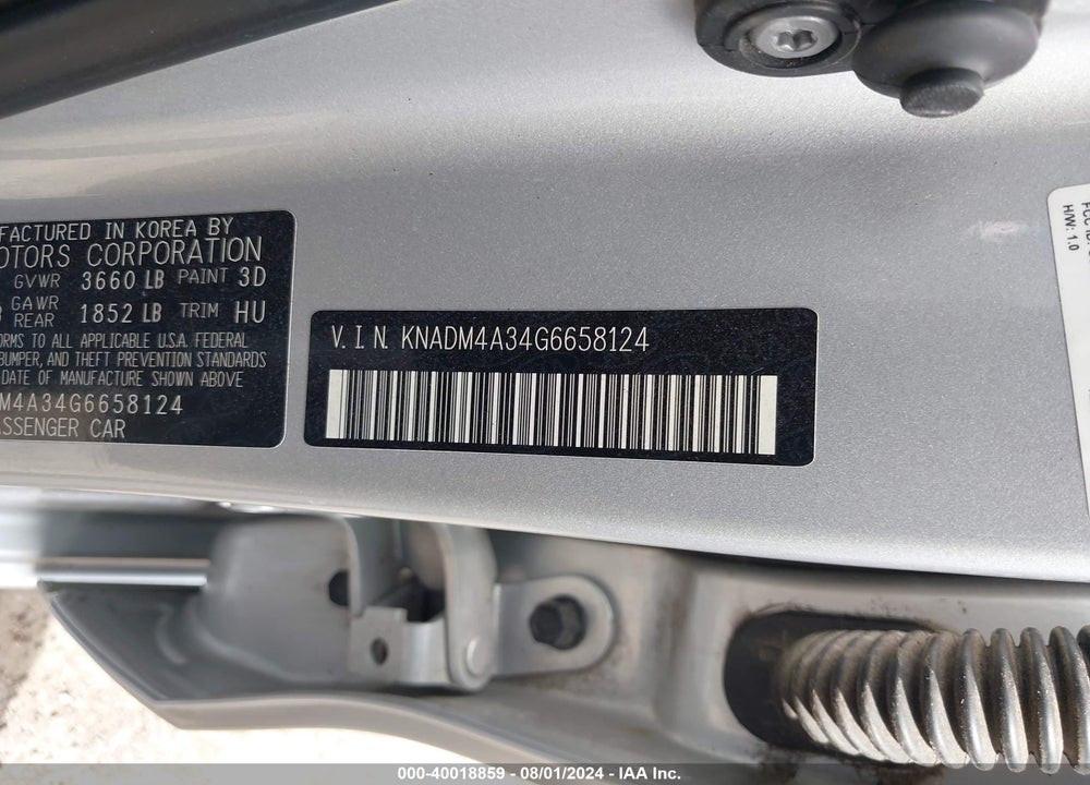 2016 KIA RIO LX VIN: KNADM4A34G6658124