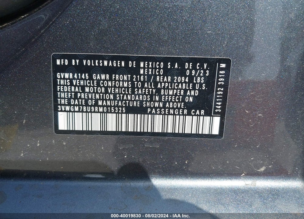 2024 VOLKSWAGEN JETTA 1.5T SEL VIN: 3VWGM7BU9RM015325
