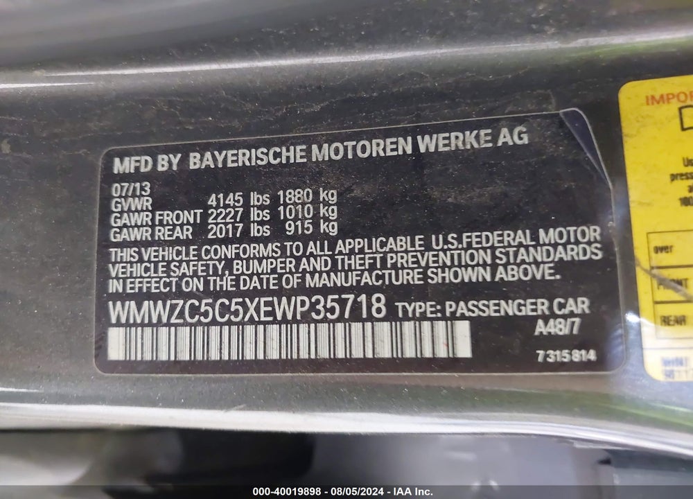 2014 MINI COUNTRYMAN COOPER S VIN: WMWZC5C5XEWP35718