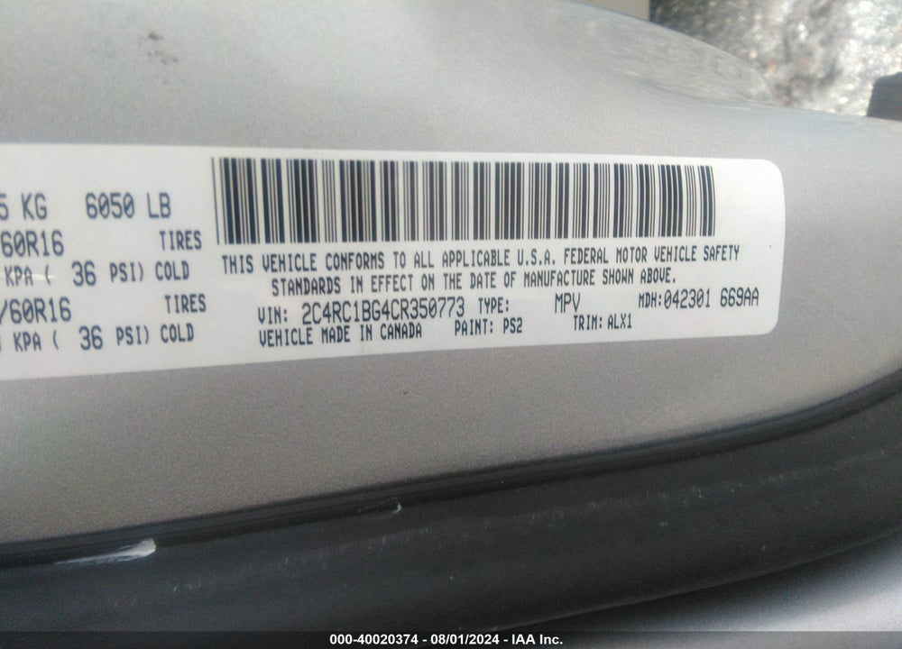 2012 CHRYSLER TOWN & COUNTRY TOURING VIN: 2C4RC1BG4CR350773