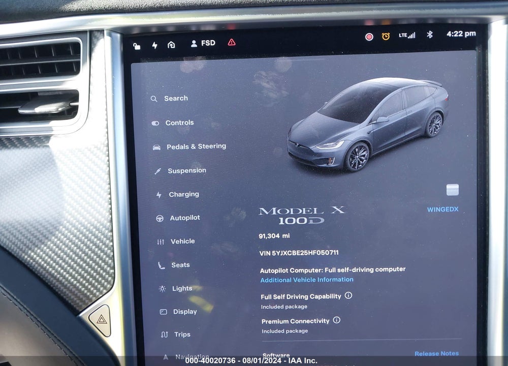 2017 TESLA MODEL X 100D/75D/90D VIN: 5YJXCBE25HF050711