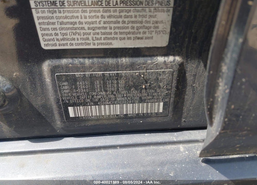 2012 SUBARU LEGACY 2.5I PREMIUM VIN: 4S3BMCF67C3028116