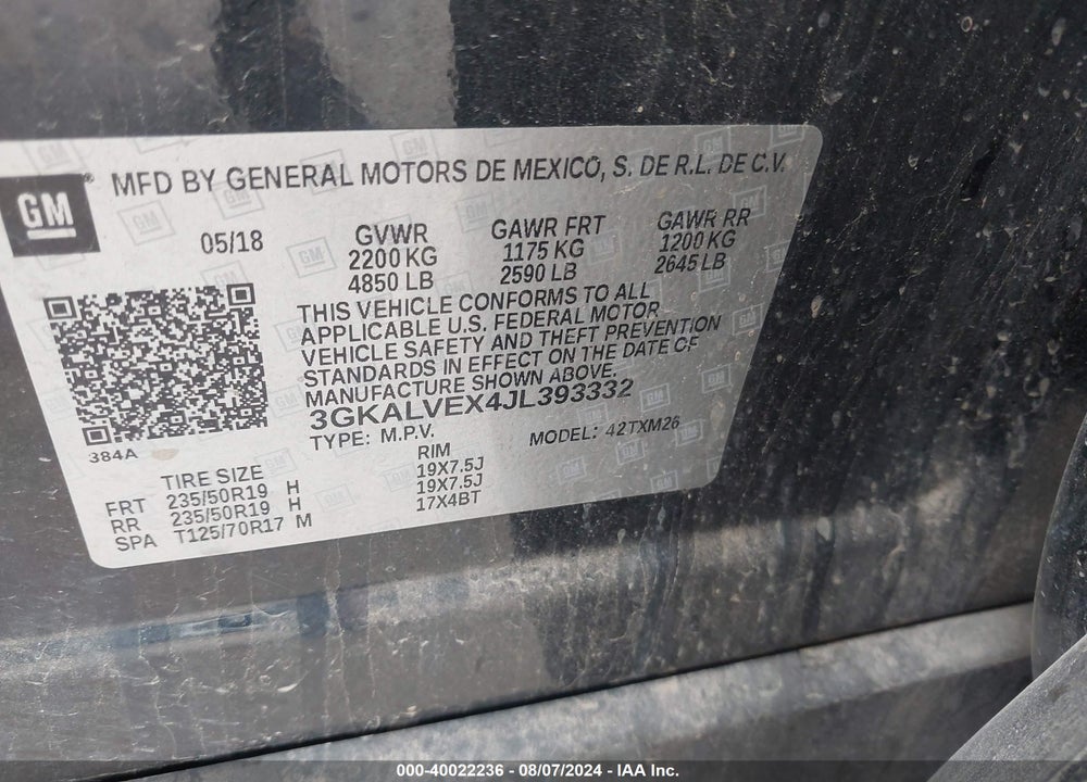 2018 GMC TERRAIN SLT VIN: 3GKALVEX4JL393332