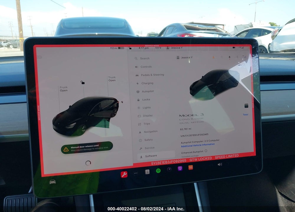 2018 TESLA MODEL 3 LONG RANGE/PERFORMANCE VIN: 5YJ3E1EB3JF092965