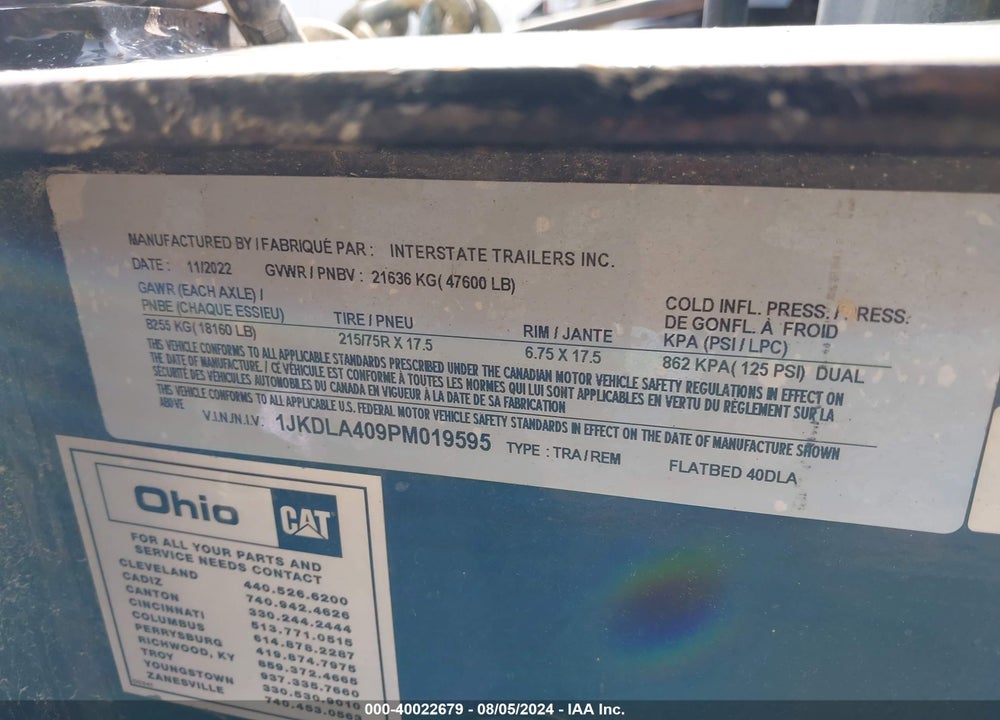 2023 INTERSTATE TRAILERS INC --- VIN: 1JKDLA409PM019595
