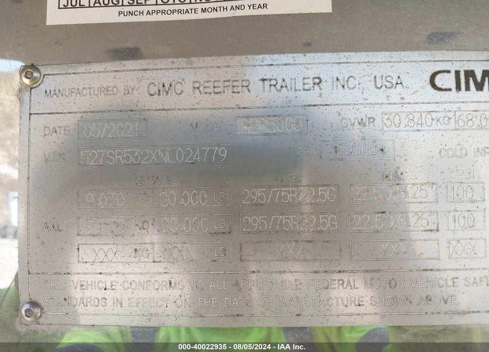 2022 CIMC TRAILERS --- VIN: 527SR532XNL024779