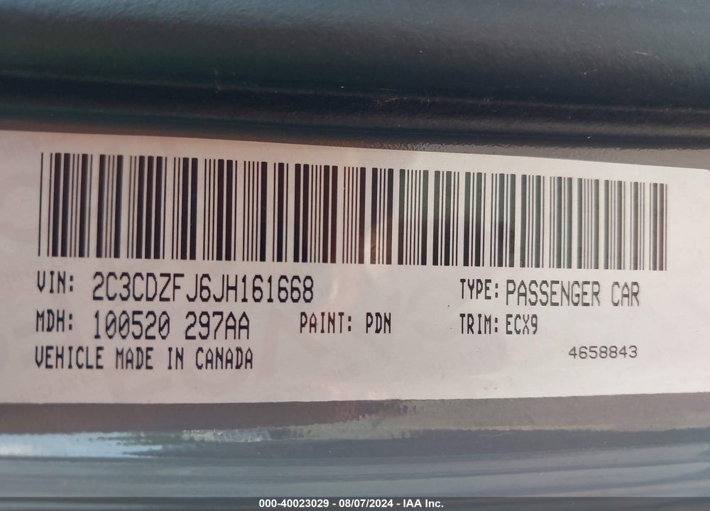 2018 DODGE CHALLENGER R/T SCAT PACK VIN: 2C3CDZFJ6JH161668