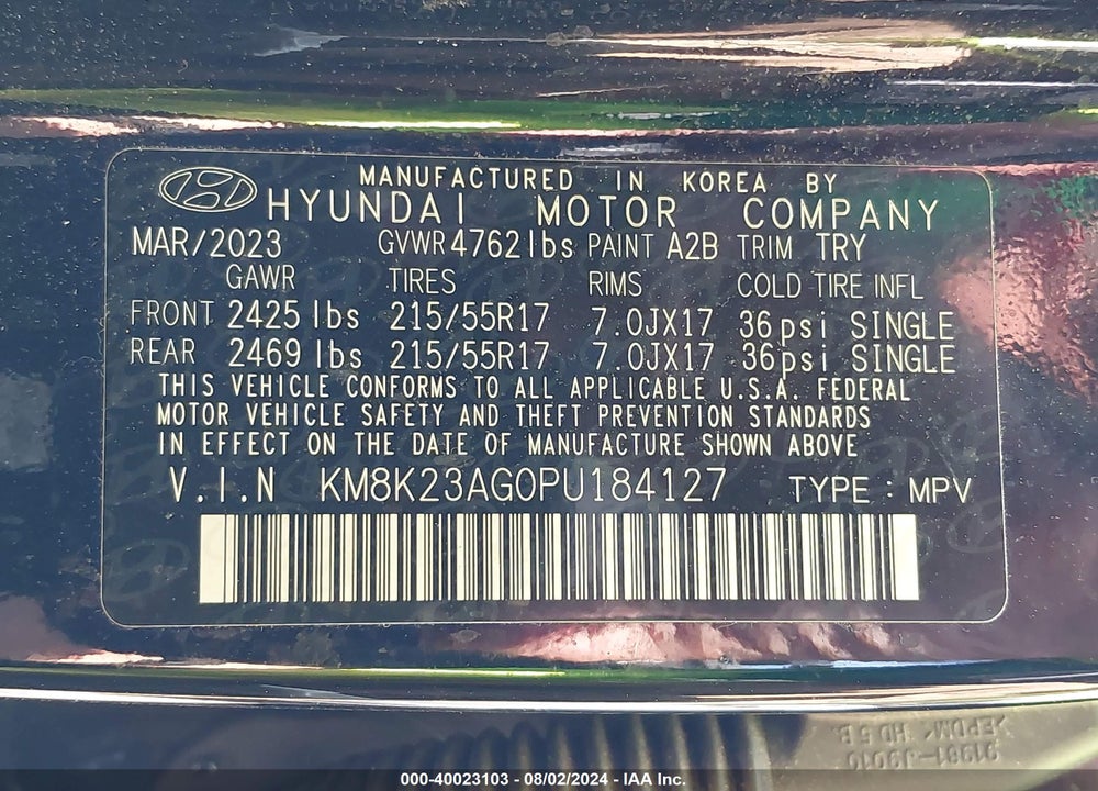 2023 HYUNDAI KONA ELECTRIC SE VIN: KM8K23AG0PU184127