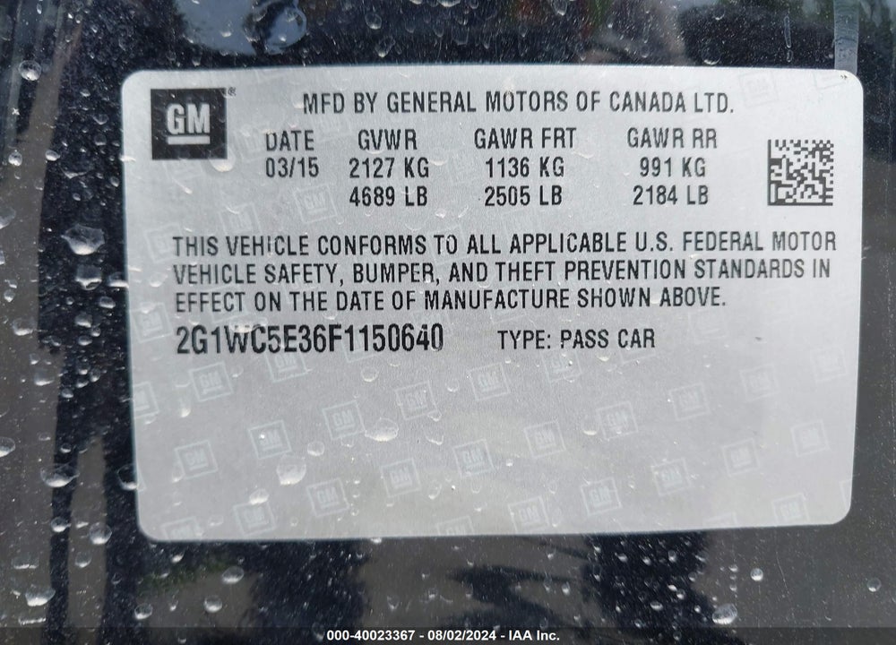 2015 CHEVROLET IMPALA LIMITED LTZ VIN: 2G1WC5E36F1150640