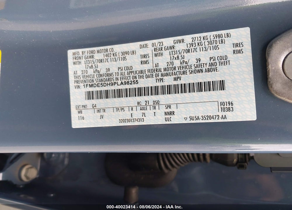2023 FORD BRONCO OUTER BANKS VIN: 1FMDE5DH9PLA98255