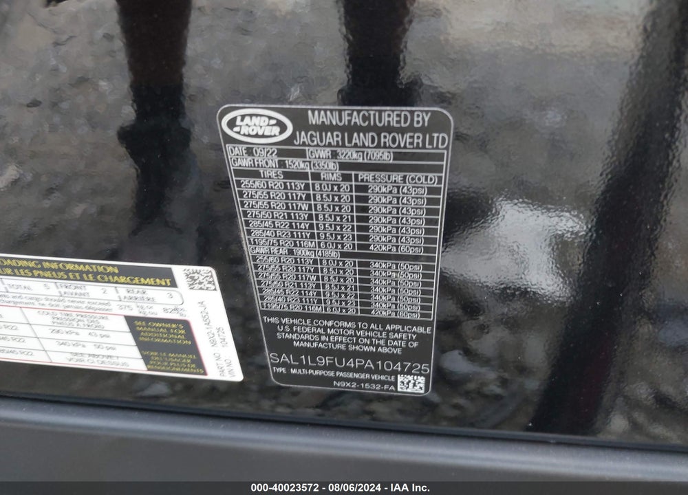 2023 LAND ROVER RANGE ROVER SPORT SE DYNAMIC VIN: SAL1L9FU4PA104725