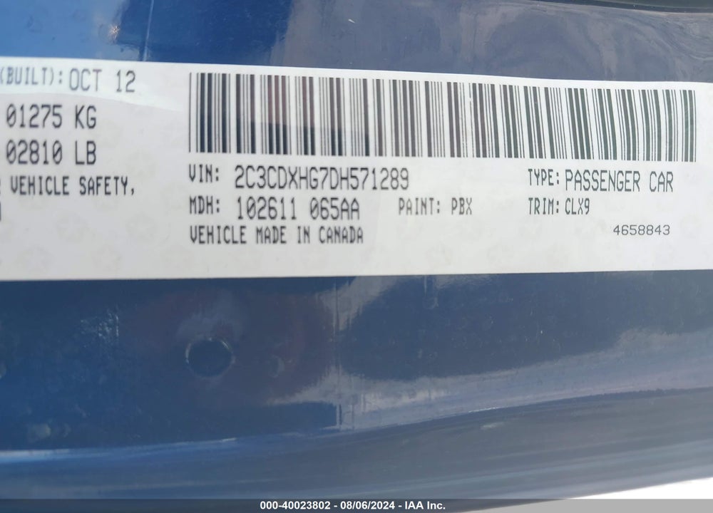 2013 DODGE CHARGER SXT PLUS VIN: 2C3CDXHG7DH571289