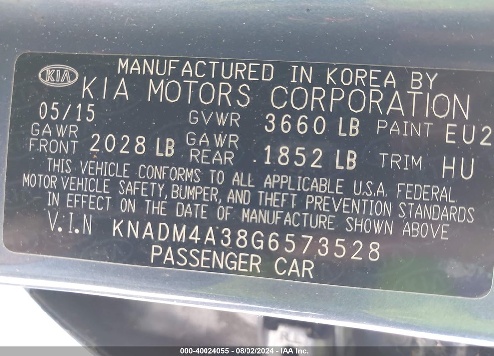 2016 KIA RIO LX VIN: KNADM4A38G6573528