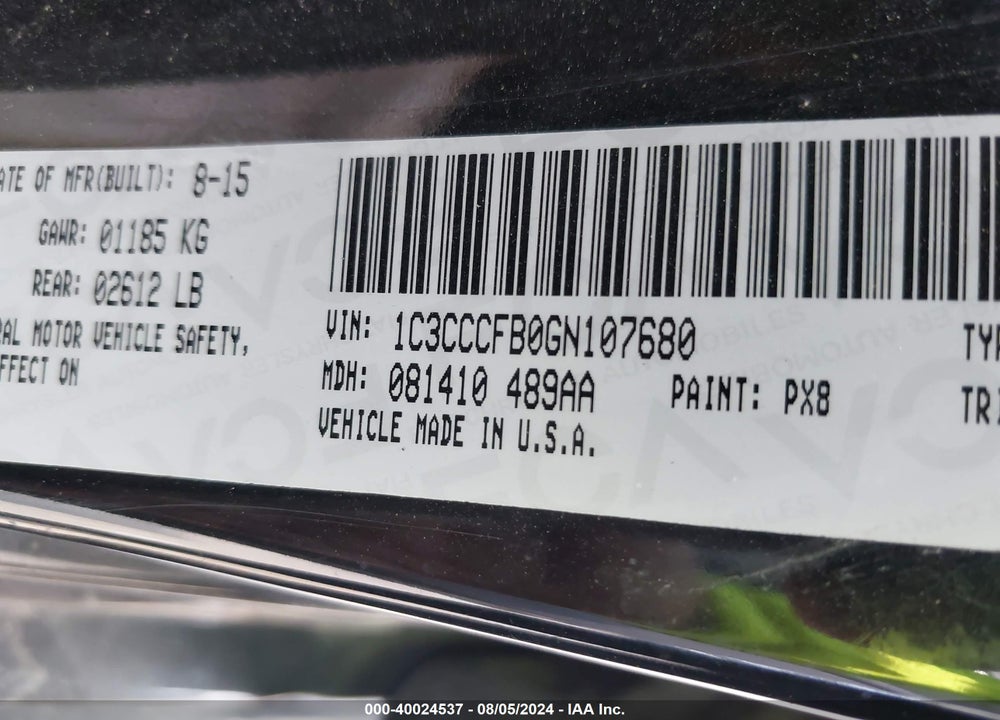 2016 CHRYSLER 200 LX VIN: 1C3CCCFB0GN107680