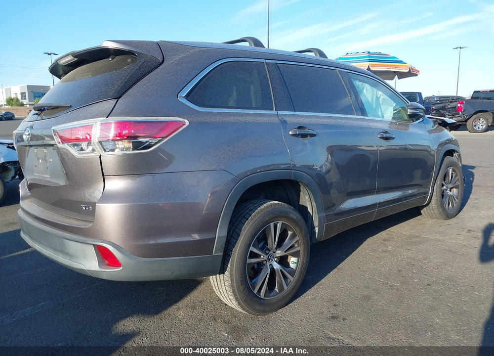 2016 TOYOTA HIGHLANDER XLE V6 VIN: 5TDKKRFH0GS504303