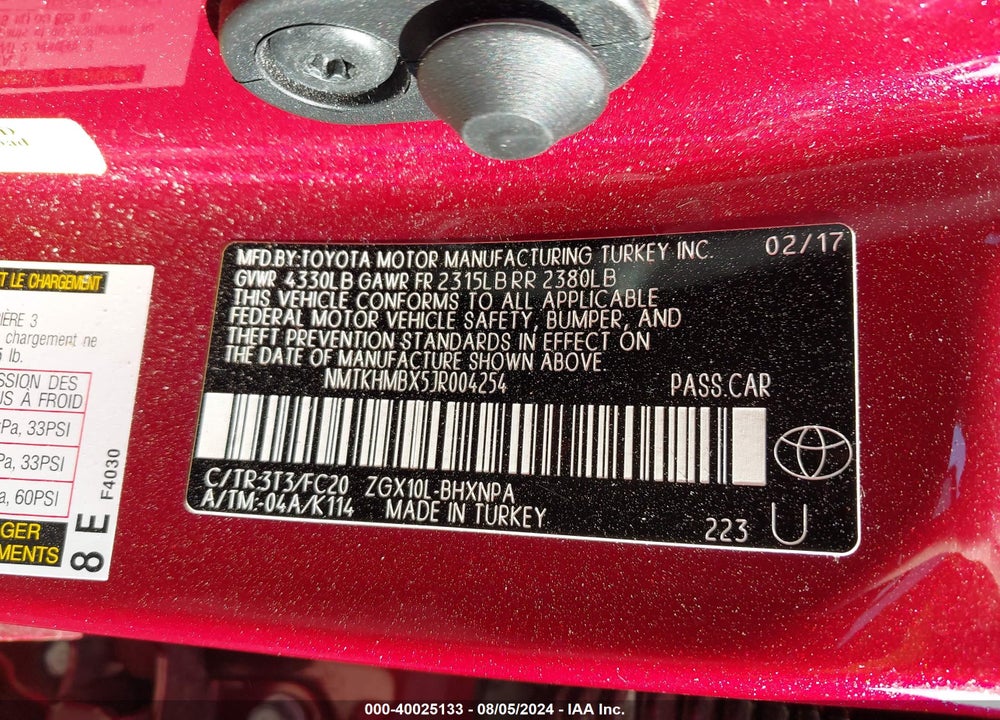 2018 TOYOTA C-HR XLE PREMIUM VIN: NMTKHMBX5JR004254