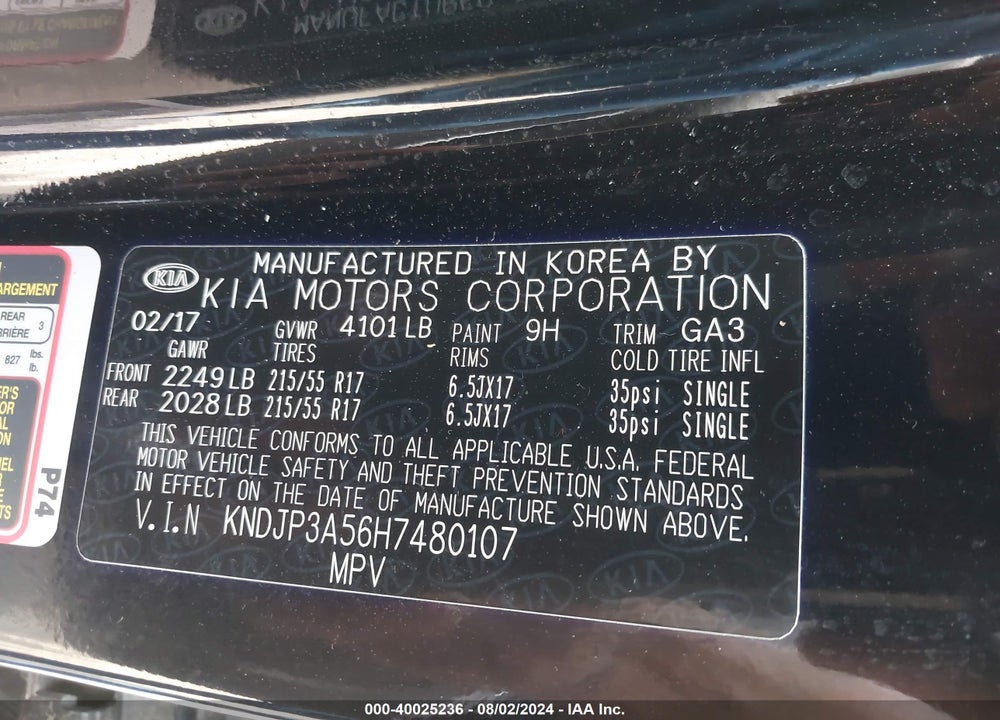 2017 KIA SOUL VIN: KNDJP3A56H7480107