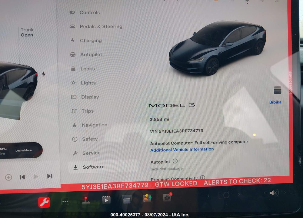 2024 TESLA MODEL 3 REAR-WHEEL DRIVE VIN: 5YJ3E1EA3RF734779