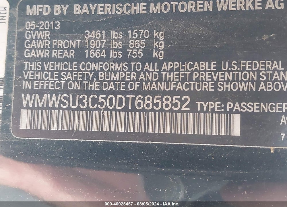 2013 MINI HARDTOP COOPER VIN: WMWSU3C50DT685852