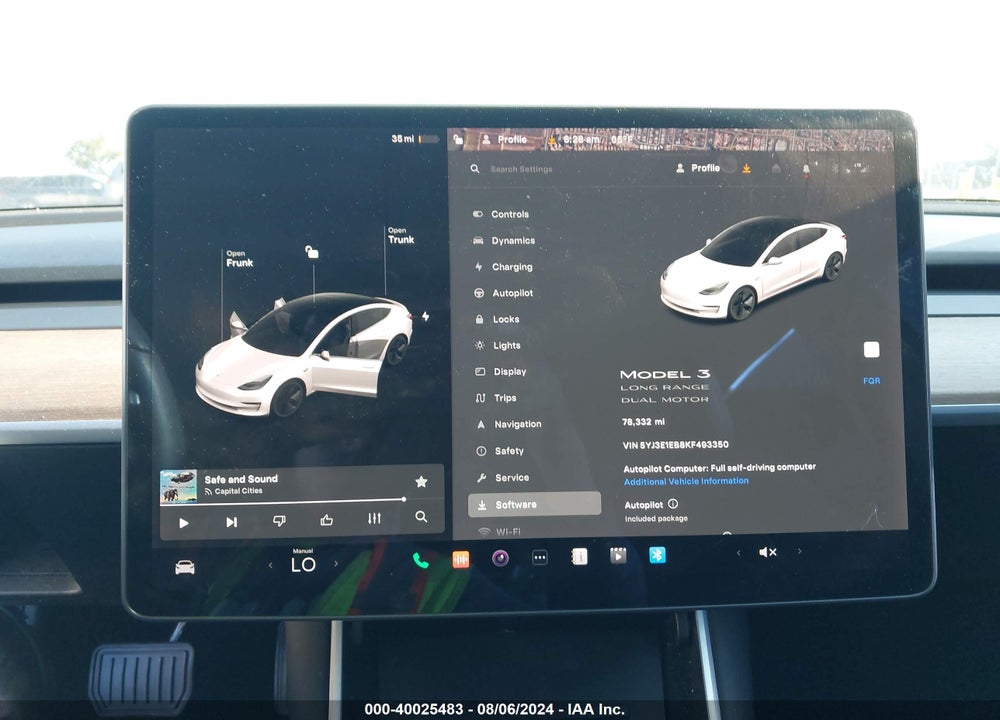 2019 TESLA MODEL 3 LONG RANGE/PERFORMANCE VIN: 5YJ3E1EB8KF493350