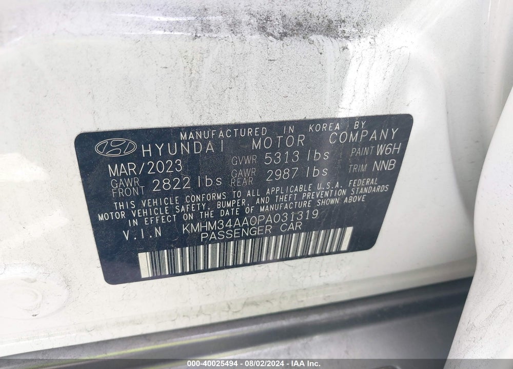 2023 HYUNDAI IONIQ 6 VIN: KMHM34AA0PA031319