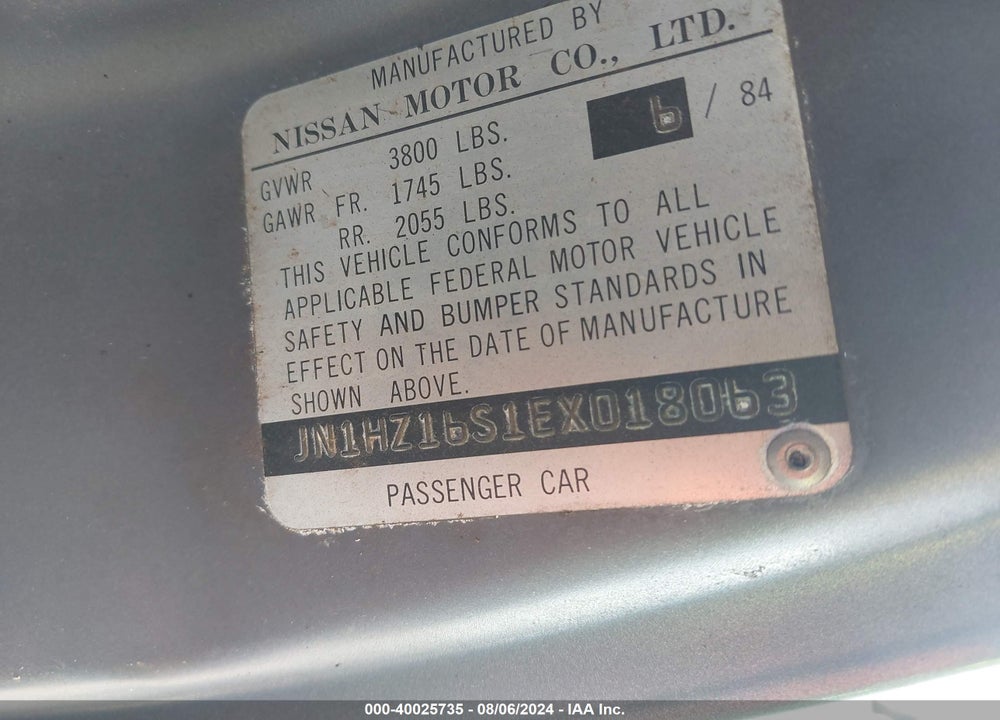 1984 DATSUN 300ZX 2+2 VIN: JN1HZ16S1EX018063