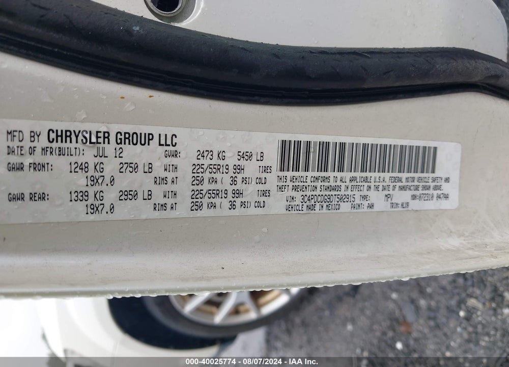 2013 DODGE JOURNEY CREW VIN: 3C4PDCDG9DT502915
