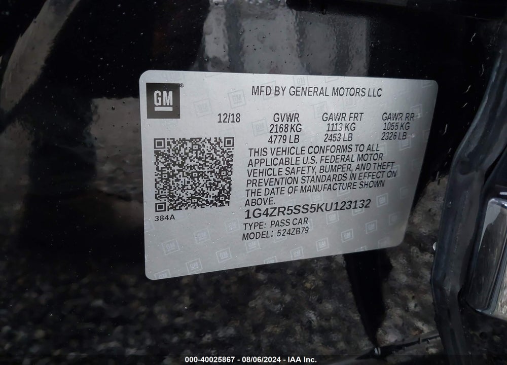 2019 BUICK LACROSSE AWD ESSENCE VIN: 1G4ZR5SS5KU123132