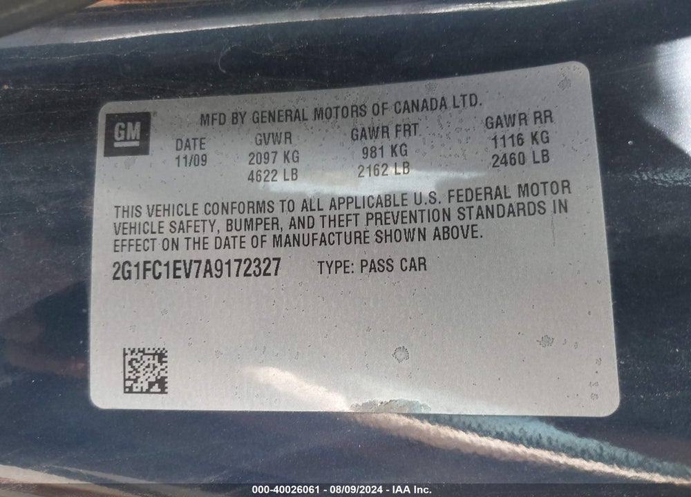 2010 CHEVROLET CAMARO 2LT VIN: 2G1FC1EV7A9172327