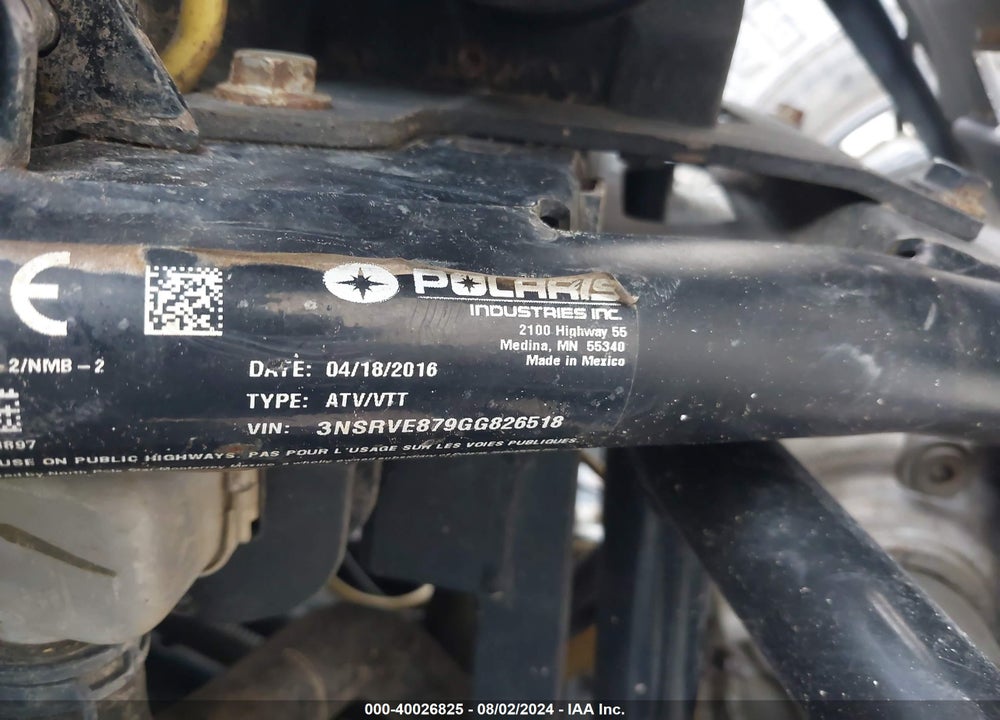 2016 POLARIS RANGER CREW XP 900-6 EPS VIN: 3NSRVE879GG826518