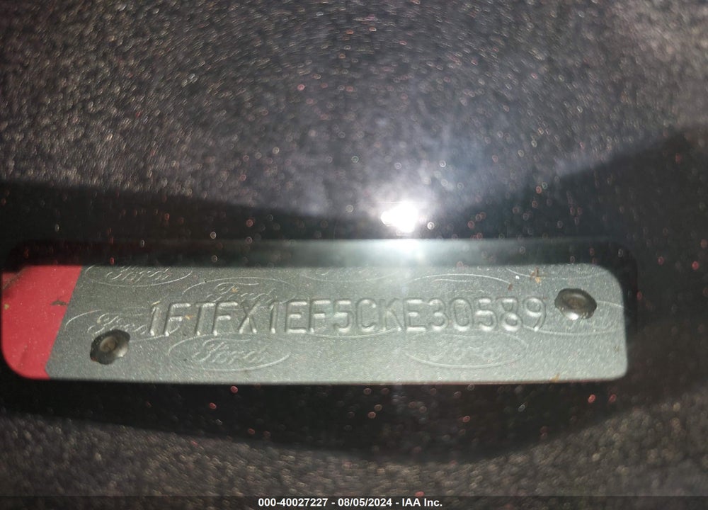 2012 FORD F-150 STX VIN: 1FTFX1EF5CKE30589