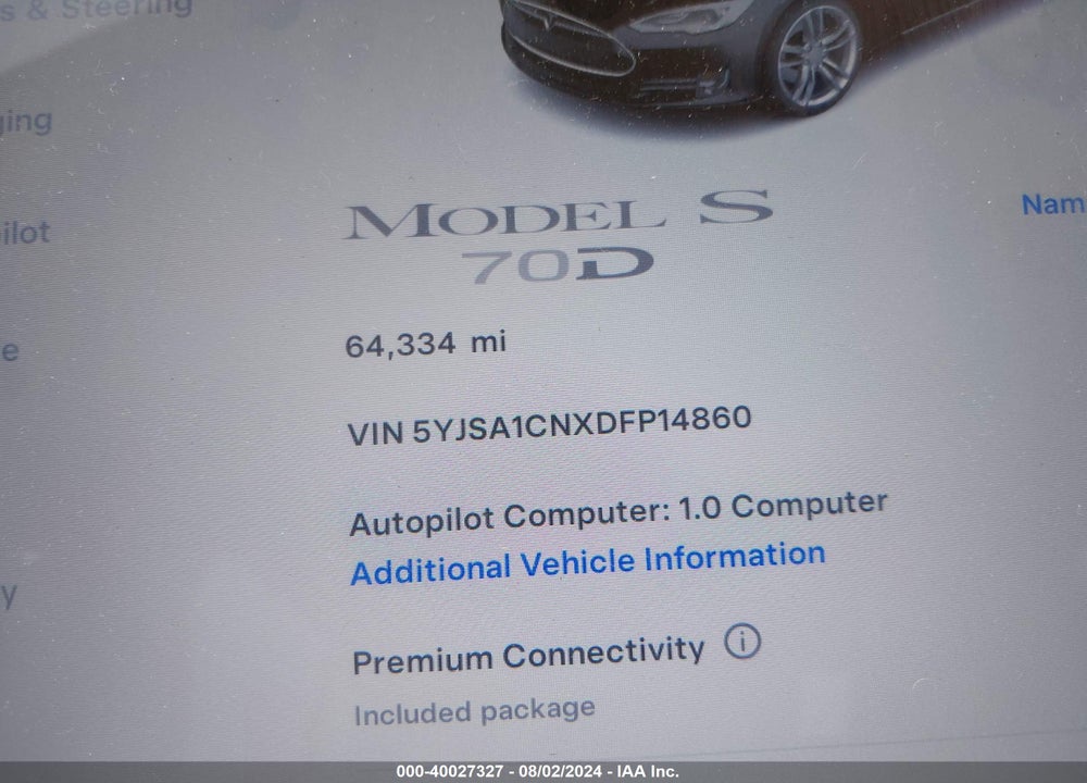 2015 TESLA MODEL S 70D/85D/P85D VIN: 5YJSA1S24FF097997