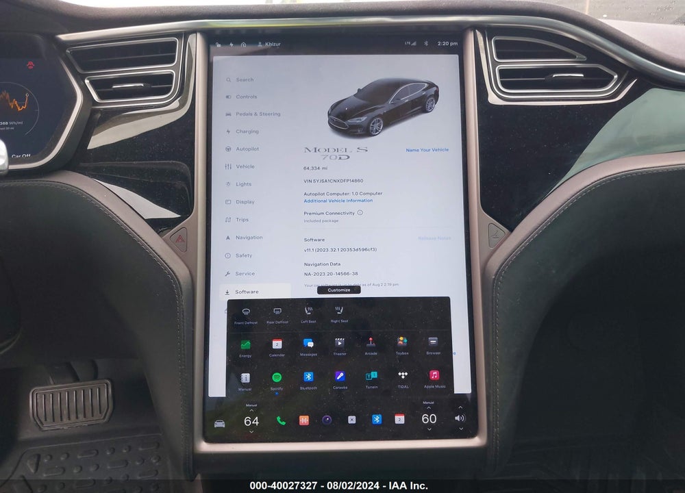 2015 TESLA MODEL S 70D/85D/P85D VIN: 5YJSA1S24FF097997
