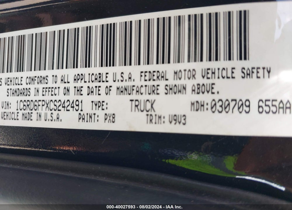 2012 RAM 1500 ST VIN: 1C6RD6FPXCS242491