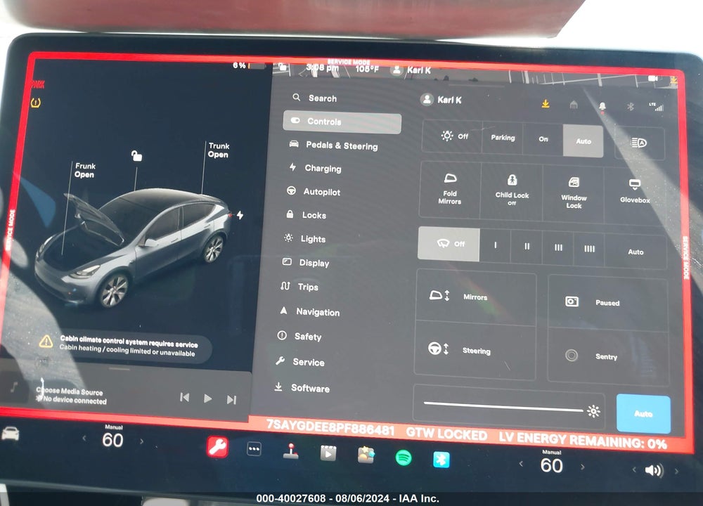 2023 TESLA MODEL Y AWD/LONG RANGE DUAL MOTOR ALL-WHEEL DRIVE VIN: 7SAYGDEE8PF886481